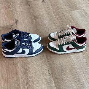 Two (2) Nike Dunk 10.5 Midnight Navy Maroon/Green Sneakers